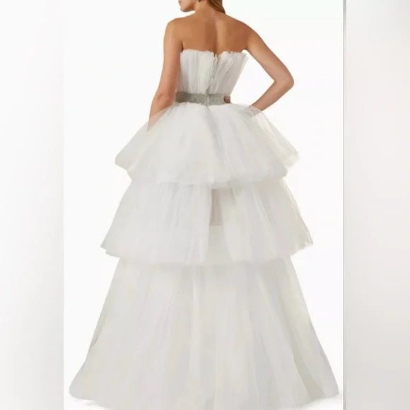 EUC Bronx and Banco Anna Tulle High-Low Strapless Gown - Picture 7 of 9